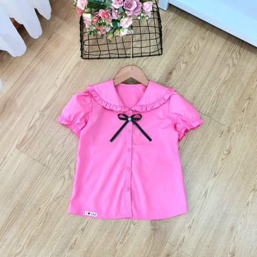 Áo sơ mi học sinh bé gái cổ sen size 7 -11-kidsky-bán sỉ Áo sơ mi học sinh bé gái cổ sen size 7 -11 Áo sơ mi học sinh bé gái cổ sen size 7 -11-ÁO SƠ MI CỘC TAY BÉ GÁI